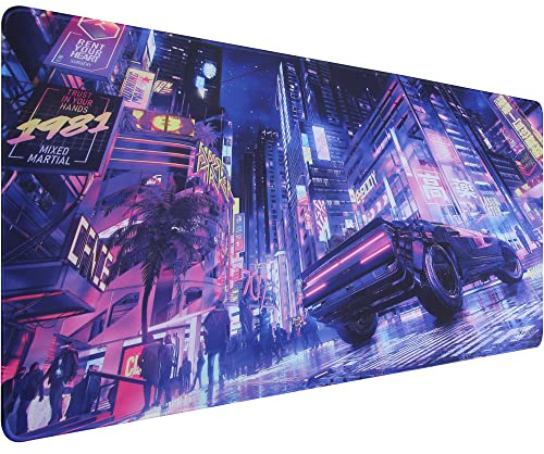 Xcosmic Gaming-Mauspad XXL - 900x400 mm Großes, Personalisiertes Erweitertes Anime-Mauspad für Hochgeschwindigkeit und Präzision (UK09 Neoncar)