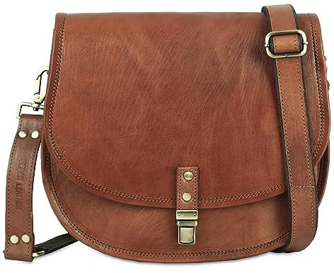 URBAN LEATHER Damen Crossbody Schulter Satteltasche Handtasche Geldbörse Echtes Leder Frauen Boho Hippie Satchel Taschen Handmade Vintage Reise Crossbody Sling Wallet für Damen, braun