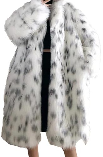 Manteau Femme Grand Taille d'Hiver Chaud en Fausse Fourrure Moelleuse Mi-Longue Élégant Veste Imitation Fourrure