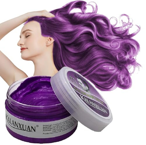 Temporary Hair Color Wax, Purple Hair Dye Semi Permanent hair dye, Hair Spray Temporary Dye Hair Wax Hair Style dye Mud Wash Out Easily for Men & Women Instant Styling 100g