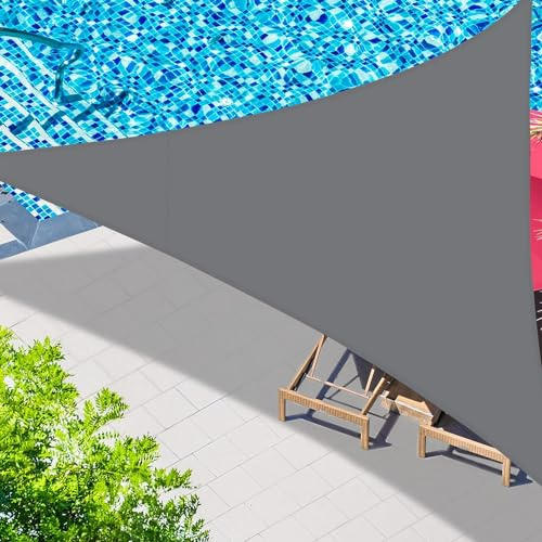 LATRAT Tenda ombreggiante, telo ombreggiante impermeabile, telo ombreggiante traspirante 95% protezione raggi UV per giardino, terrazza, esterno, grigio, triangolo, 3 x 3 x 3 m