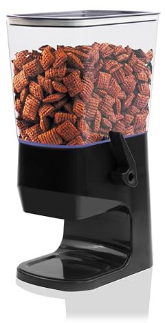 FHJP Cereal Dispenser Countertop 1 Pack, Dry Food Dispenser Snack Organizer, Slim Cereal Containers Storage Dispenser with Lids for Pantry, Kitchen Organization Oatmeal Nut Granola Candy, Black