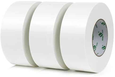 BOMEI PACK Cinta americana blanca profesional, 50 mm x 50 m, cinta impermeable de tela para reparaciones, manualidades, uso en interiores y exteriores - 3 Rollos