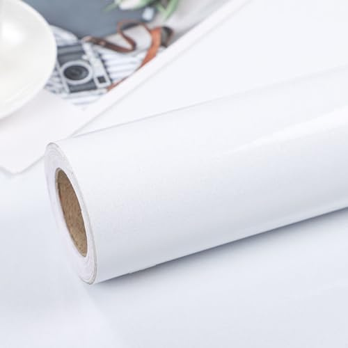 Warmiehomy Carta da parati autoadesiva 60cm x 10m Pellicola lucida rotolo di plastica con retro adesivo stacca e attacca carta da parati bianca in vinile carta a contatto per cucina armadio mobile