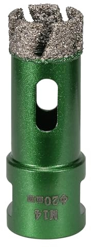 Vearter 20 mm Diamond Core Drill Bit, M14 Thread Connection Masonry Hole Saw, Vacuum Brazed Hollow Hole Cutter for Tile, Marble, Granite, Porcelain, Concrete, Quartz Stone