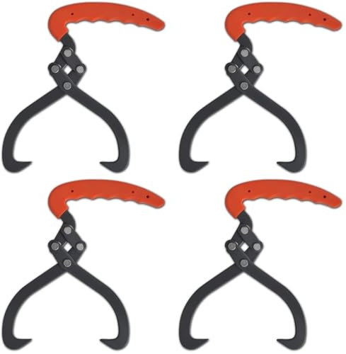 Brokky Pinze Tenaglie per Tronchi 4 pz con Manico in PVC|Pinza forestale per Legna e Tronchi Forza di trazione 4 Artigli