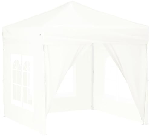 Tent Carport Pergola Küchenzelt - Partyzelt Faltbar mit Seitenwänden Weiß 2x2 m für Festival Garten Camping Terrasse