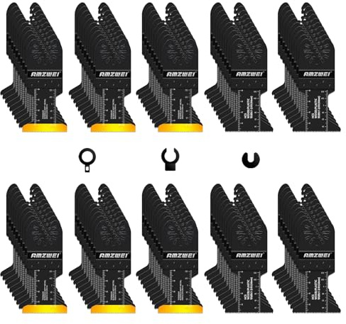 100PCS Multi Tool Blades Titanium Multitool Blades for Wood Metal Nails | Multi Tool Blade with Storage Bag, Oscillating Multitool Compatible with DeWalt Boach Makita Dremel Milwaukee Ryobi