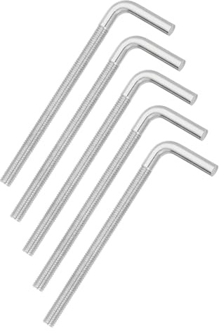 sourcing map M8 x 120 mm, 7/L-förmige rechtwinklige Bolzenschraube, 304 Edelstahl, L-Form, Fundamentschraube, lang, quadratisch, gebogen, 5 Stück