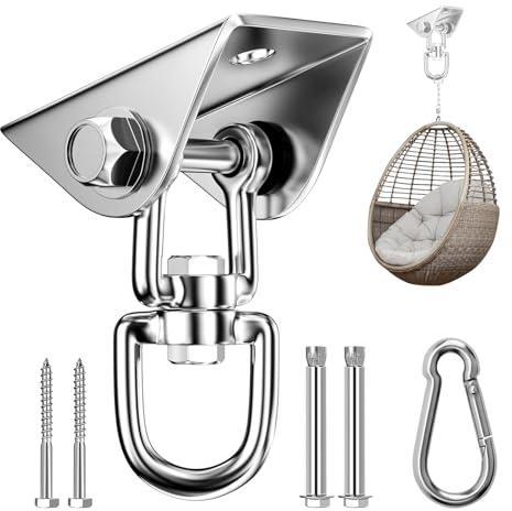 Schaukelhaken 360° Drehbar, 450KG Tragkraft, Deckenhaken Schwerlast 304 Edelstahl, Schwerlasthaken Decke für Holzbalken & Betonwände, Haken für Schaukel, Hängesessel, Hängematte, Boxsack, Yoga Tuch
