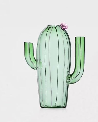 Brocca in vetro borosilicato a forma di cactus verde