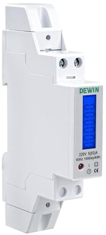 Medidor de Consumo Electrico Monofasico, 230VAC 5(60) A Medidor de Energía Eléctrica Contador Electrico Digital Monofasico carril DIN KWh Meter con Pantalla LCD
