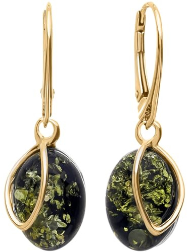 miyou – 925 sterling silver örhängen hängande kvinnor – eleganta äkta bärnstensörhängen – äkta smycken av hög kvalitet – säkert engelskt lås, Metall, Bärnsten