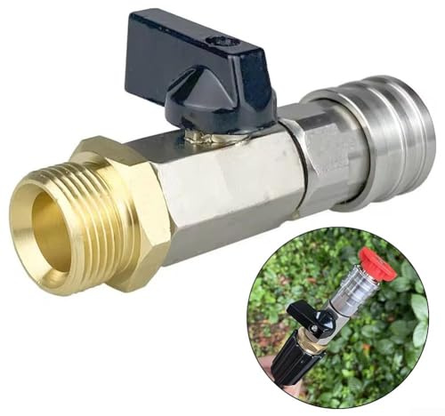 Gdfnmogo Interruptor de manguera de válvula de bola de alta presión, conector rápido de 1/4 pulgadas, 4500 PSI de acero inoxidable y latón, control de flujo de encendido/apagado para limpiadores a