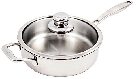 Swiss Diamond Sautepfanne aus Edelstahl, 27,9 cm, 4,2 Qt, Premium-Induktion, inkl. Deckel, spülmaschinenfest und ofenfest, Sautepfanne