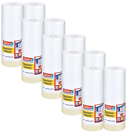 tesa Easy Cover 4368 Universal Malerband mit Folie, 10er-Pack, 33 m x 1,4 m