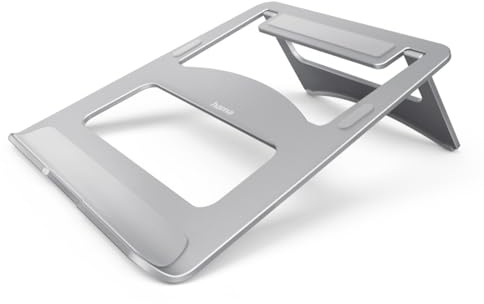 Hama Laptop-Ständer Notebook-Ständer aus Aluminium (Laptophalter für Geräte bis max. 40 cm (15,6 Zoll), Erhöhung 7 cm, rutschfest, klappbar, optimale Laptop-Belüftung, Notebook Stand) Silber