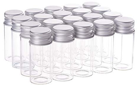 BENECREAT 20 STÜCKE 10 ml Klarglasflaschen Bonbonflasche mit Aluminiumschraubverschluss Leere Probengläser Probenfläschchen für Gewürzkräuter Kleine Gegenstände Lagerung Hochzeit
