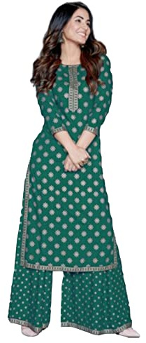 Traditional Jaipur Damen Rayon Smarty Kurti in attraktivem Design mit Pant Set Party Wear Dres (MEDIUM)