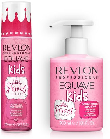 Revlon Professional Equave Kids Princess Look, Duo Enfant Shampoing Démêlant Hydratant & Soin Spray Démêlant Sans Rinçage, Sans Paraben, Sans Sulfate, Fraise