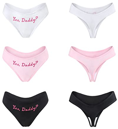 LittleForBig Kvinnors damer Mjuk bomull underkläder Bekväma hipstertrosor 3-pack stringtrosor underbyxor -Yes Daddy XL