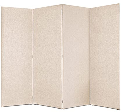 DESHOME - Separe divisorio interno dal design moderno, tessuto idrorepellente struttura in legno 4 ante - Separè divisorio paravento richiudibile pieghevole (Beige)