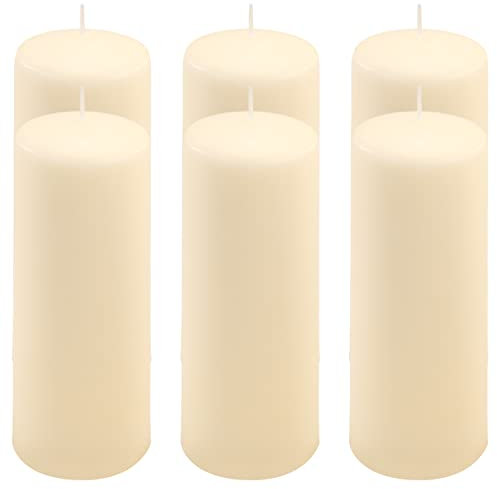 Stumpenkerze creme Höhe 20 cm Ø 7,5 cm lange Brenndauer Rund-Kerze Säulenkerzen Kerzen-Deko Tafelkerzen Weihnachts-Kerzen Hochzeit Xmas (6)