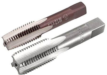 sourcing map Lot de 2 paires de tarauds métriques à main M12 et M14, pas de 1,5, 4 cannelures droites en alliage d'acier à outils H2