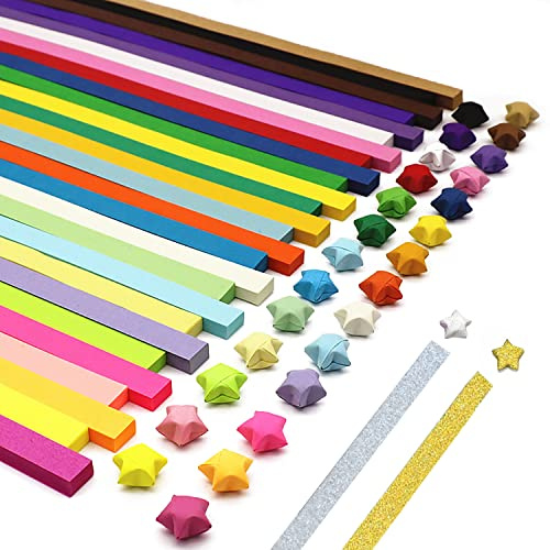 1030 Sheets Color Star Origami, 40 Sheets Twinkling Star Origami, DIY Lucky Handmade Folding Paper Strips