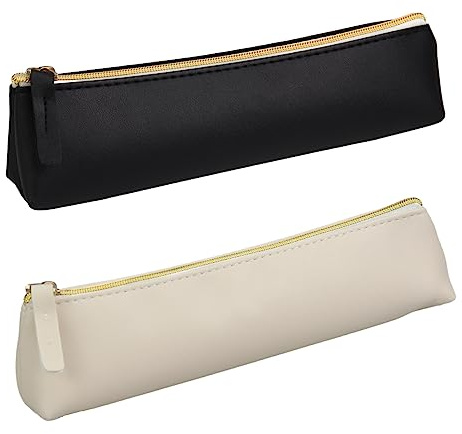 Suofuolef 2 Pezzi Astuccio in Pelle, Astuccio per Matite e Penne, Piccolo e Portatile per Scuola e Ufficio