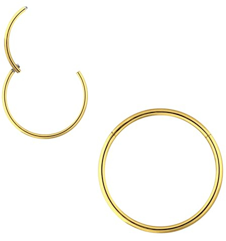 OTHER Piercing Nasenpiercing Septum Ohrpiercing Clicker Ring Titan Lippenring Segmentring Nostril Conch Daith Helix Rook Tragus Lobe Snug Body Piercing Schmuck Piercings Gold 1,2 x 12 mm