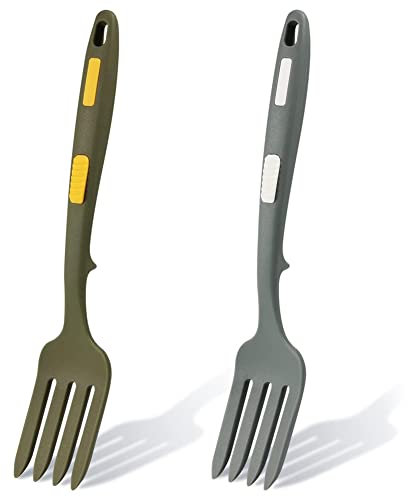 ISTOVO Tenedores de silicona flexibles de 2 piezas Tenedor de cocina de silicona resistente al multifuncional -tenedor de mezcla para cocinar