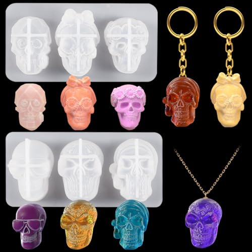 FineInno 3D de crâne Moules en silicone skull moulage de résine bougies époxy fabrication casting pour DIY bougies d'Halloween,Décoration pour la maison,pendentif