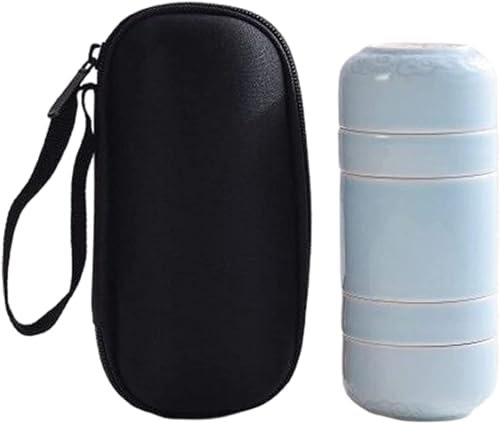 LeGDOr Service à thé de voyage portable, service à thé Kungfu en céramique chinoise fabriqué à la main, bureau, maison, hôtel, cadeaux d'affaires avec infuseur à thé, 1 pot et 4 tasses, noir (nom de