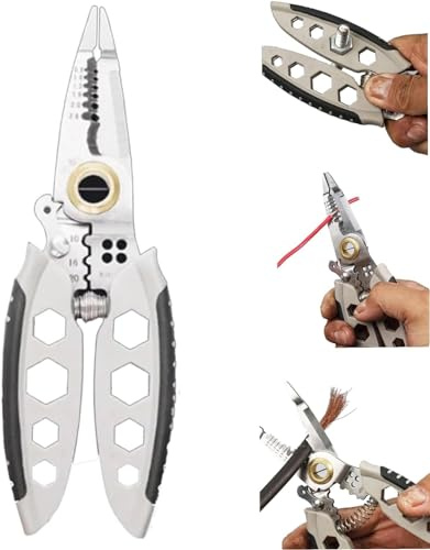 Wire Strippers, Weytoll 7 Inch Wire Stripper, 22-10 AWG Professional Wire Stripping Tool Portable Cable Cutter Crimping Pliers with Wrench Function Self-Locking Button