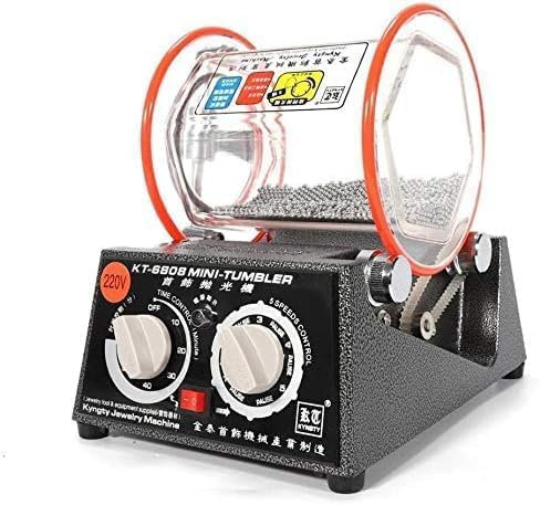 HINOPY Polisseuses – Tumbler rotatif 220 V Tambour de polissage bijoux 3 kg avec 4 commandes de vitesse et minuterie, polisseuse rotative