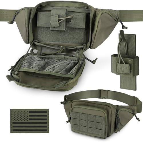 WYNEX Taktisk bältesväska för män med pistolhölster för militär utomhusbruk, fiske, vandring, svart