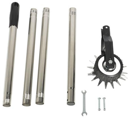 Tyenaza Manual Lawn Edger, Rotary Lawn Edger with Single Wheel Manganese Stainless Steel Lawn Edging Cutter with Handle for Yard Garden Landscape Sidewalk(4 Grip Handle)