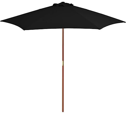 THOYTOUI Sonnenschirm, Fishing umbrella Anglerschirm Fischerschirm Angel regenschirm Geeignet für Veranda Balkon Garten Terrasse mit Holzmast Schwarz 270 cm
