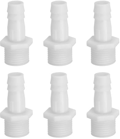 PATIKIL Paquete de 6 reductores de púas de manguera de plástico, 1,27 cm x G1/5.1 cm adaptador de rosca macho, conector de conexión de tubería para tubería de aire líquido de gas