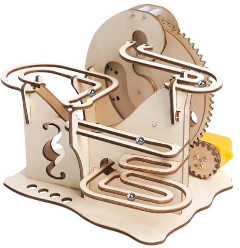 HOTUT Murmelbahn Trackball Modell Bausatz,33 Stück 3D Puzzle Holz Set,Erwachsene Mechanische kugelbahn Holzpuzzle,Holzpuzzle Bastelset für Kinder 8 Jahre und älter und Erwachsene
