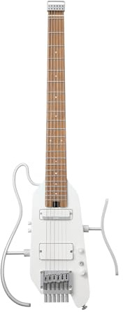 Donner HUSH X PRO E-Gitarren-Kit – Intelligente Reisegitarre mit Dutzenden voreingestellter Kombinationen, 7 Tone Sim Optionen, Metallic Weiß