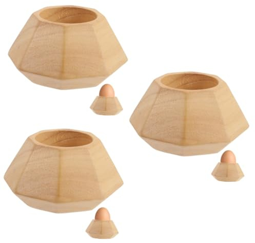 Ciieeo 3pcs Decorative Wooden Egg Cups Egg Holder for Breakfast Easy to Clean and Reusable