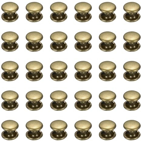 QUARKZMAN 300 Sets Rivets Double Cap En Cuir, 6x4mm Rivets À Tête Ronde En Métal Pour Réparation De Cuir DIY Sacs Ceintures Chaussures, Bronze