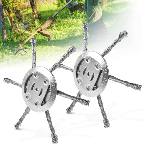 2Pièce Tete Debroussailleuse Universelle, Brosse Debroussailleuse,Tête de Désherbage Fil d'acier, Tête De Coupe-Brosse en Fil d'acier, Élimination Facile des Mauvaises Herbes et de la Mousse(6 Têtes