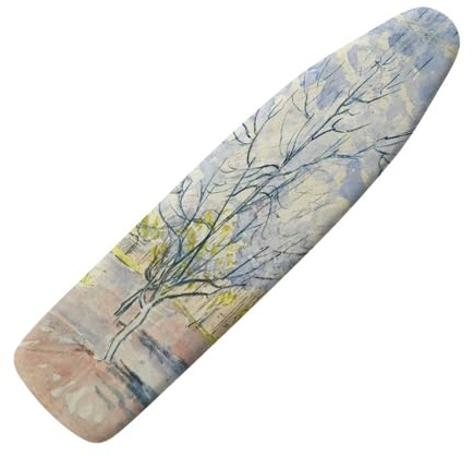 Buxolandt Heavy-Duty Ironing Board Cover - Blooming Peach Tree Print Polyester Fabric with Reinforced Elastic Edge & 3 Strong Hook & Loop Fastening Straps - Heat-Resistant Surface - Size XL