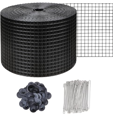 VELPAX 6in*100ft Solar Panel Bird Guard,Solar Panel roof Protection net 1.27cm Mesh PVC Black Vinyl Coated Galvanized net 70 Fastener ClipsUsed for Bird,Animal Control
