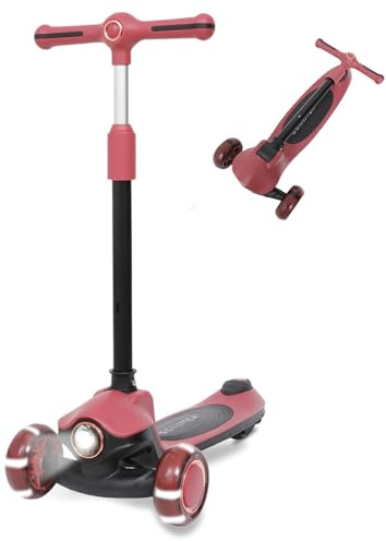Habib Kinderroller Tretroller 3-Rad - LED Frontlicht, Rücklicht & Leuchtendes Deck Scooter, Faltbar, Höhenverstellbar, rutschfest & Pannensicher (3-10 Jahre)