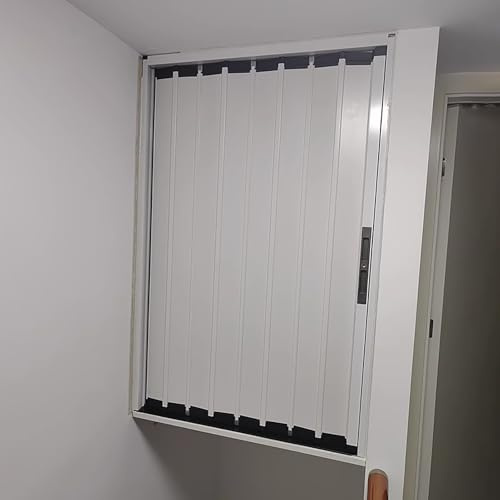 Generisch Falttür aus Aluminium für den Lagerraum, kleines Falttor mit Faltschiebegitter für Speisekammer/Waschküche, abschließbare Schranktüren, Schiebepaneele (112 x 193 cm)