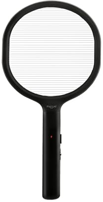 Faicuk Raqueta matamoscas de una sola capa alimentada por batería para insectos grandes, avispas, abejas, moscas de caballo, polillas, interiores y exteriores (negro)
